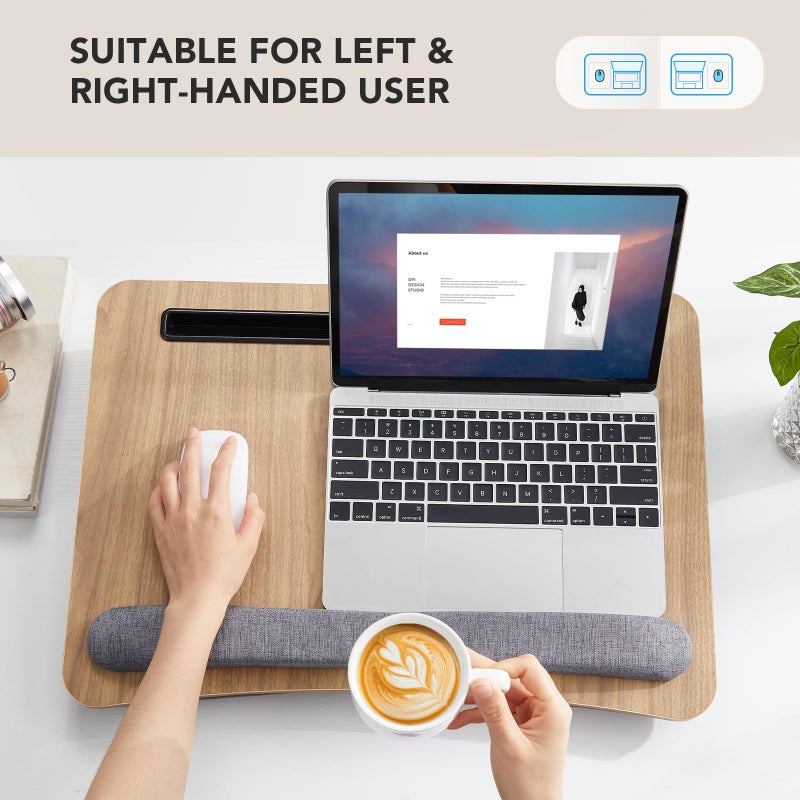 HUANUO Lap Laptop Desk - Portable Lap Desk with Pillow Cushion, Fits up to 17 inch Laptop, with Anti-Slip Strip & Storage Function for Home Office Students Use as Computer Laptop Stand, HNLD28WN - Image 4