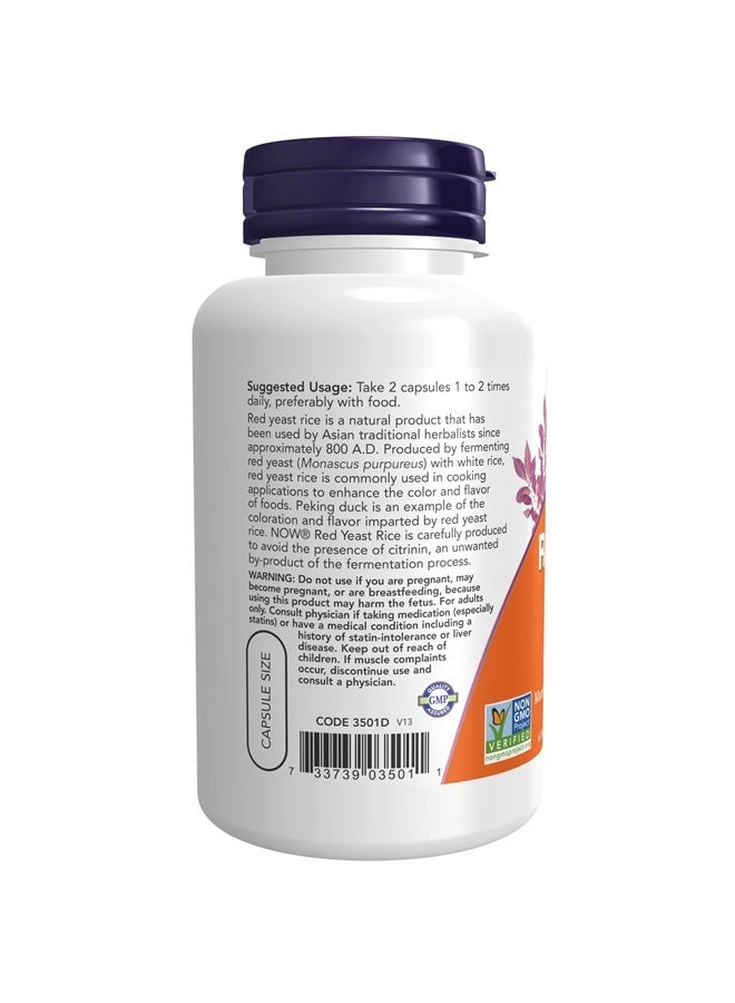 now Supplements, Red Yeast Rice 600 mg, Made with Organic Red Yeast Rice, 120 Veg Capsules - Image 2
