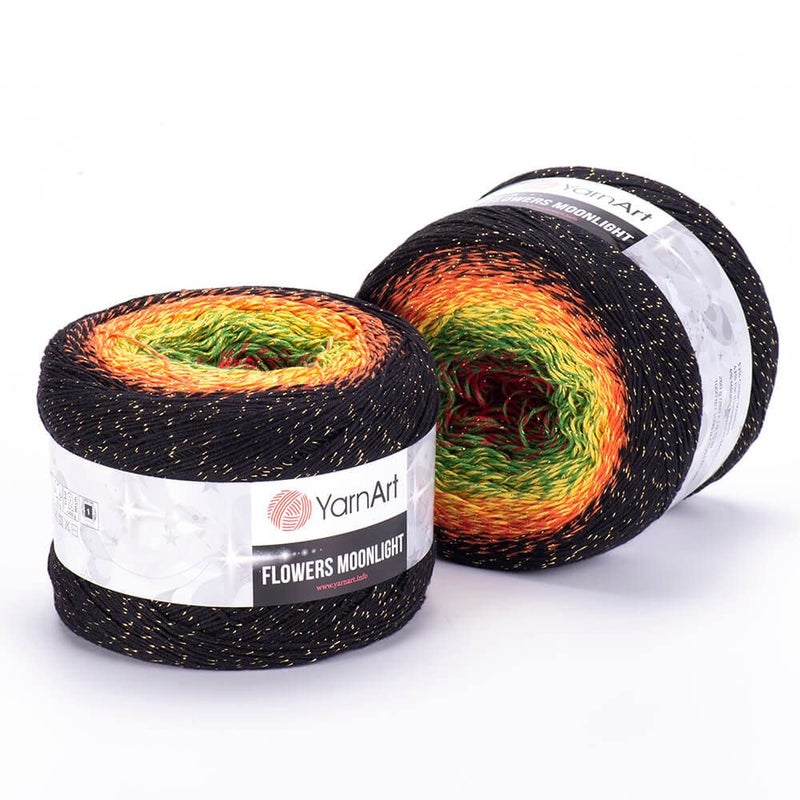 Yarn Art YarnArt Flowers Moonlight Glitter Cotton Yarn, Silvery Cake, Multicolor Cotton, Soft, Rainbow Crochet, Metallic Lurex handknit Shiny, Weight 9.17oz Length 1093 Yards (3267)