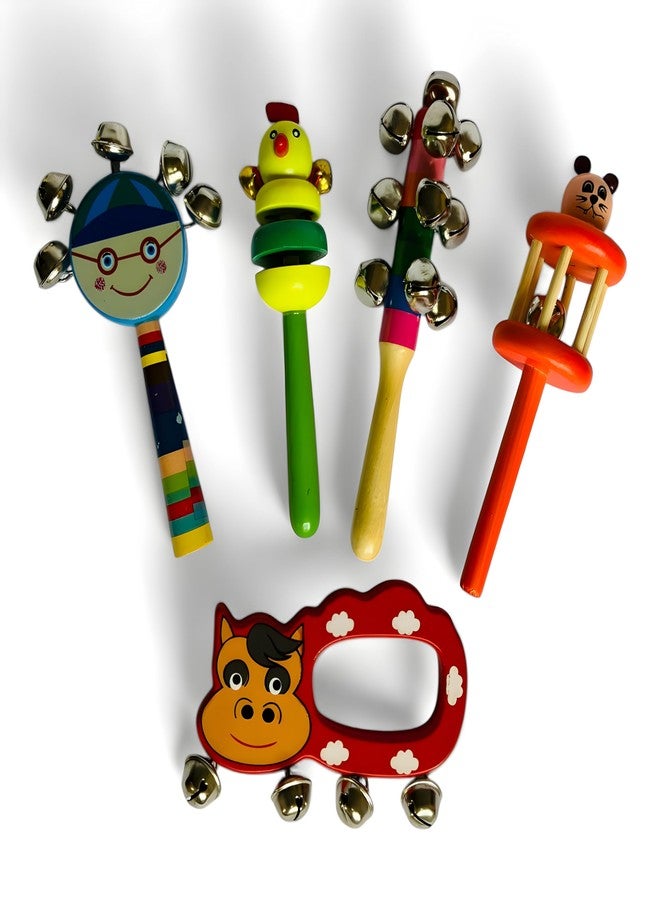 MarvelStore Wooden Rattles for Baby, Infants, New Born Babies Toys (0 to 6 to 12 Months) | Perfect for Early Music Education, Rhythm Practice, and Sensory Play (Multicolor) (Rattle Set 6) - Image 1