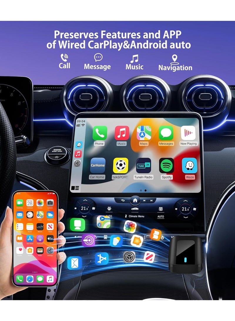 2 in 1 Wireless CarPlay Adapter for OEM Wired Carplay/android Auto to Wireless Connection Plug and Play Dongle,Keep Original Control 5GHz WiFi Low Latency Fits Cars from 2016+ and iphone IOS - Image 2