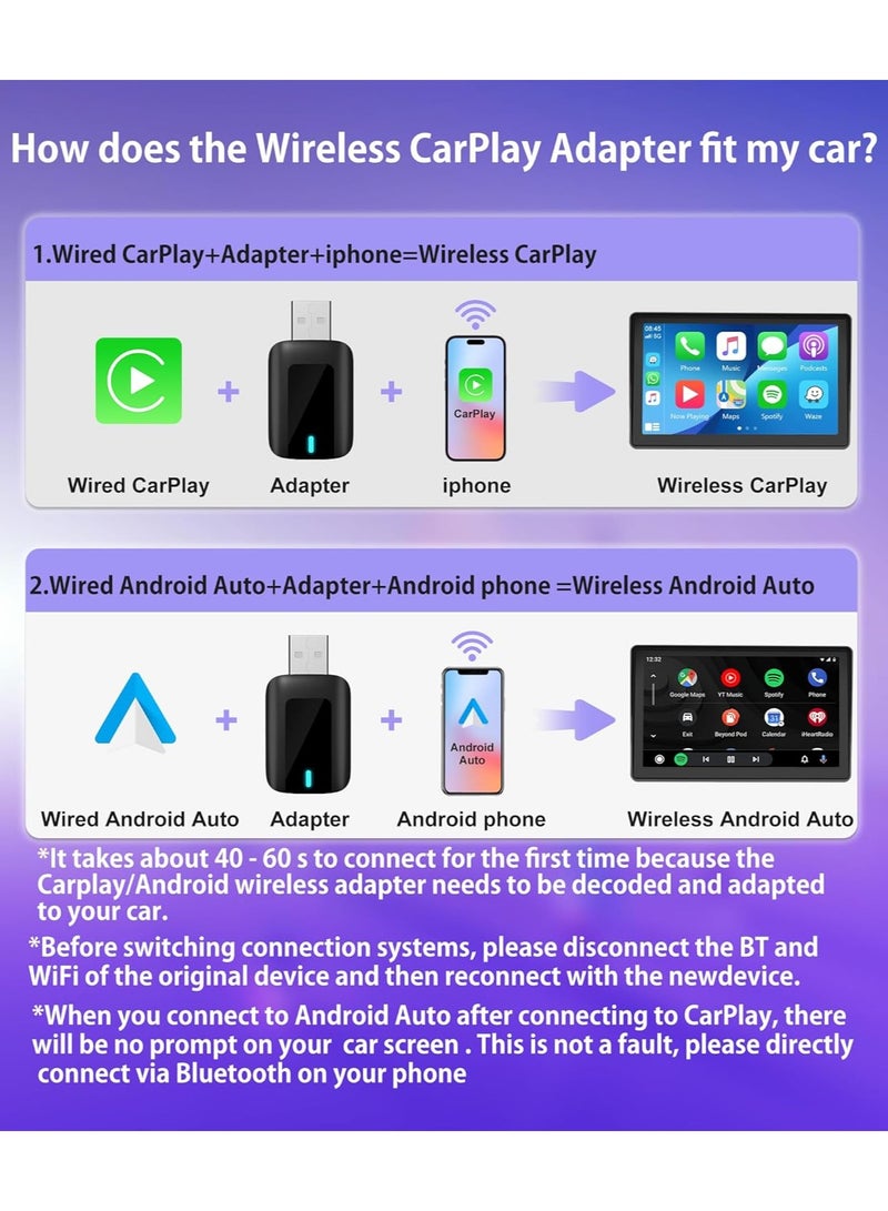 2 in 1 Wireless CarPlay Adapter for OEM Wired Carplay/android Auto to Wireless Connection Plug and Play Dongle,Keep Original Control 5GHz WiFi Low Latency Fits Cars from 2016+ and iphone IOS - Image 4