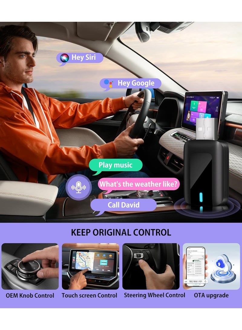 2 in 1 Wireless CarPlay Adapter for OEM Wired Carplay/android Auto to Wireless Connection Plug and Play Dongle,Keep Original Control 5GHz WiFi Low Latency Fits Cars from 2016+ and iphone IOS - Image 5