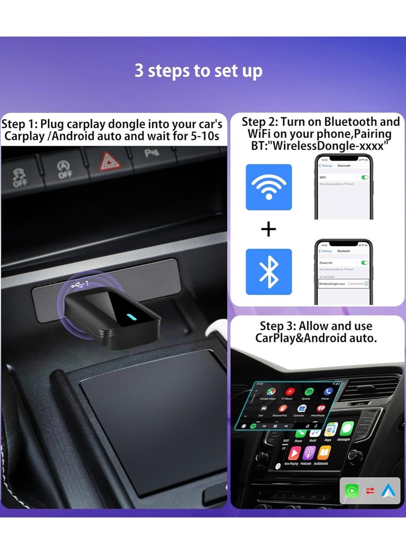 2 in 1 Wireless CarPlay Adapter for OEM Wired Carplay/android Auto to Wireless Connection Plug and Play Dongle,Keep Original Control 5GHz WiFi Low Latency Fits Cars from 2016+ and iphone IOS - Image 3