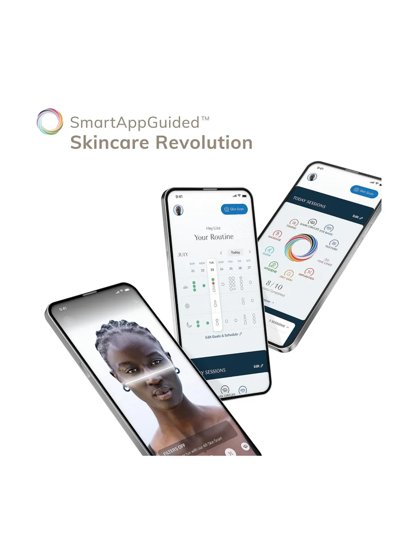 جيسكي SmartAppGuided Sonic Facial Roller | 4 في 1 | محفز ديرما سموث للوجه | ديرما رول | أسطوانة للوجه مهنية | ديرما رولر للعناية بالبشرة وروتين الجمال | بشرة ناعمة - بنفسجي