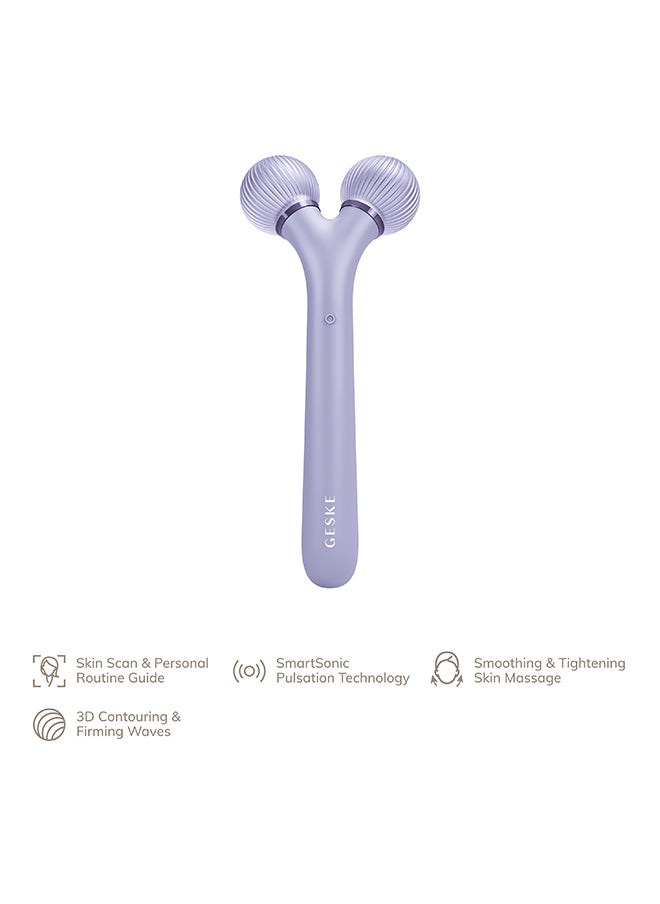 GESKE SmartAppGuided Sonic Facial Roller | 4 in 1 | Facial Dermasmooth Stimulator | Derma Roll | Professional Facial Roller | Derma Roller for Skincare and Beauty Routine | Smooth Skin - Purple  - Image 2