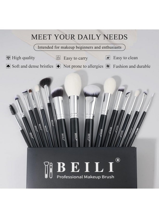 BEILI - BEILI 15Pcs Original Makeup Brushes Set Natural-Synthetic Kabuki Foundation Face Powder Highlighter Contour Concealers Eye Shadows Eyebrow Eyeliner Make Up Brush Kit(Classic Black) - Image 1