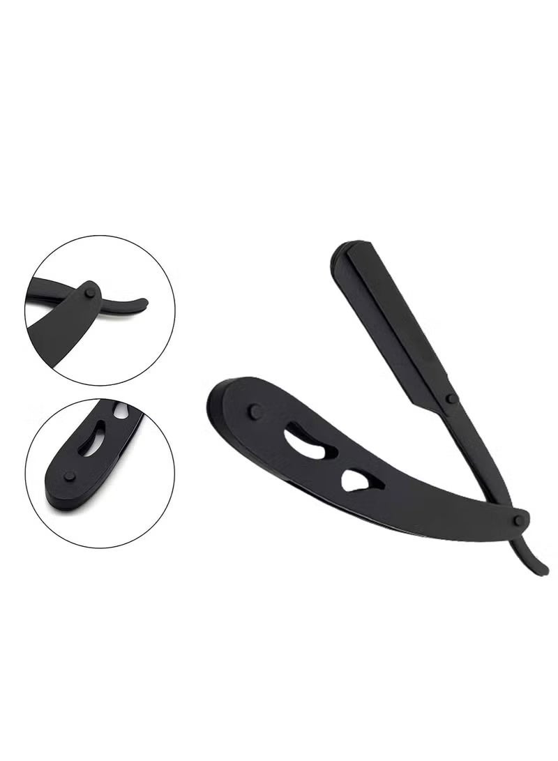 خاجول ماكينة حلاقة يدوية قابلة للطي من الفولاذ المقاوم للصدأ ماكينة حلاقة احترافية لتشذيب الوجه وتصفيف الشعر (أسود) - Image 3