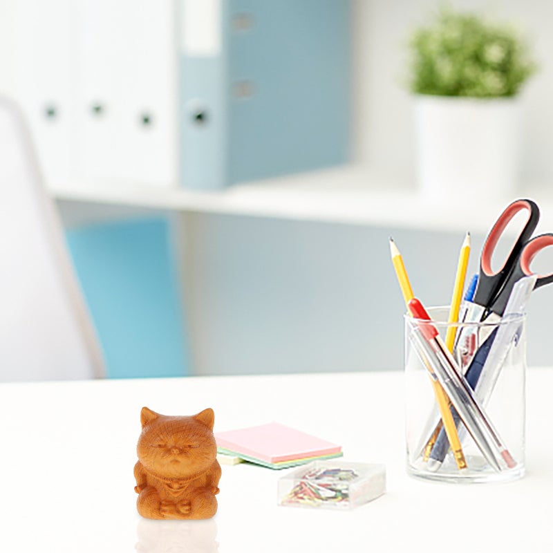 2pcs Cat Figurine Wood Small Kitten Statue Cat Sculpture Desk Ornament - Image 2