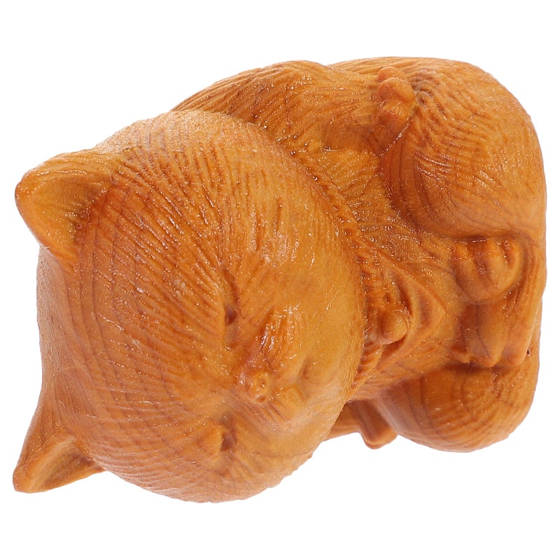 2pcs Cat Figurine Wood Small Kitten Statue Cat Sculpture Desk Ornament - Image 5