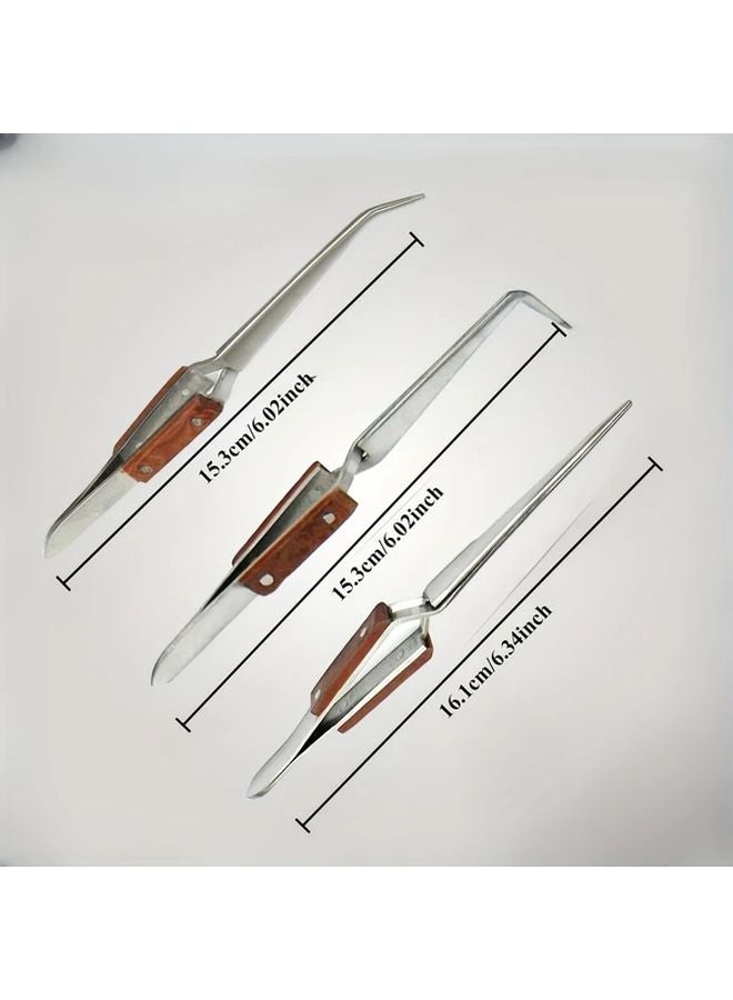 Variant1 Fiber Grip Soldering Tweezers Set 6 5 Inch Long With 45 90 Degree And Straight Angles Metal Construction No Power Required - Image 4