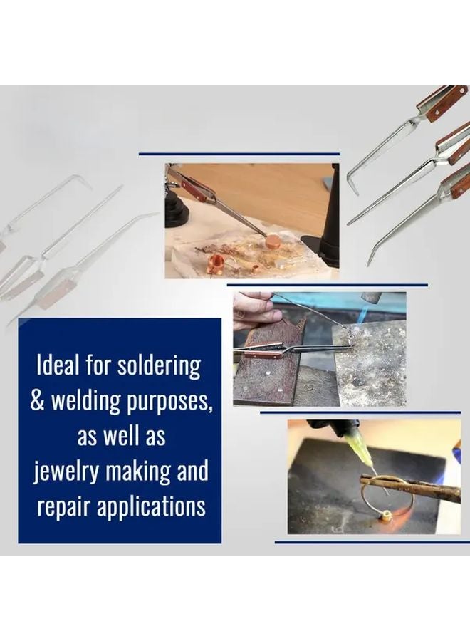 Variant1 Fiber Grip Soldering Tweezers Set 6 5 Inch Long With 45 90 Degree And Straight Angles Metal Construction No Power Required - Image 5