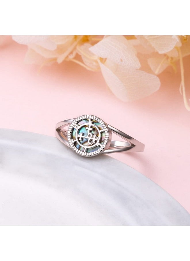 DAOCHONG Sigil Of Lilith Abalone Shell Statement Ring S925 Sterling Silver Sigil Of Lilith Statement Ring Gifts For Women Men Size 7  - Image 3