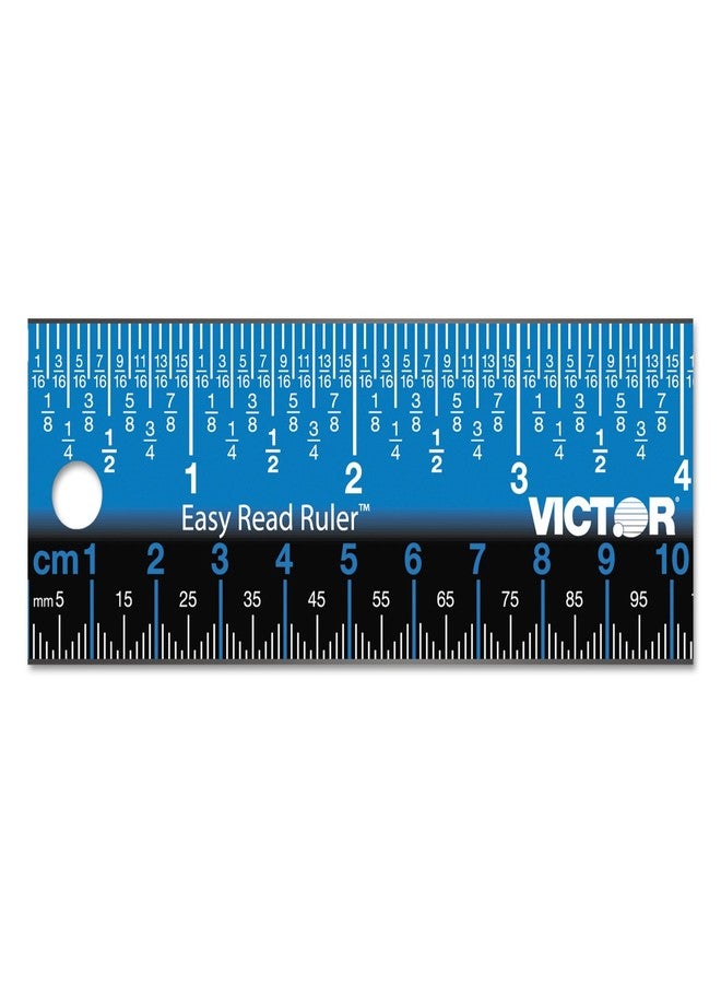 Victor Easy Read Stainless Steel Ruler, Standard/Metric, 46cm , Blue - Image 1