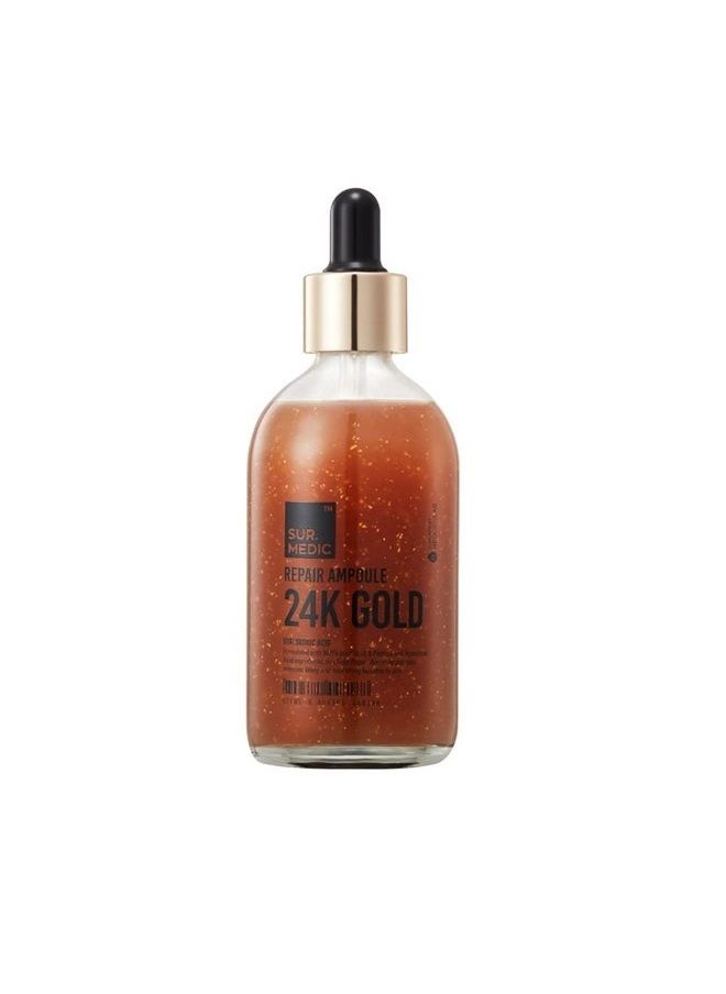 SUR.MEDIC+ 24K GOLD REPAIR AMPOULE 3.38 oz / 100ml - 99.9% Pure Gold, 10 kinds of Peptide, Hyaluronic Aid, Collagen, Natural ingredients, Sensitive Skin - Korean Skin Care  - Image 1