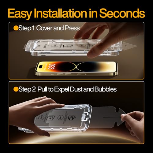 SMARTDEVIL 3-Pack Screen Protector for iPhone 14 Pro Max with 3-Pack Camera Lens Protector, Clear 9H Tempered Glass Film, Super Fast Installation (Dust-Free & Bubble-Free), Alignment Tool - Image 2