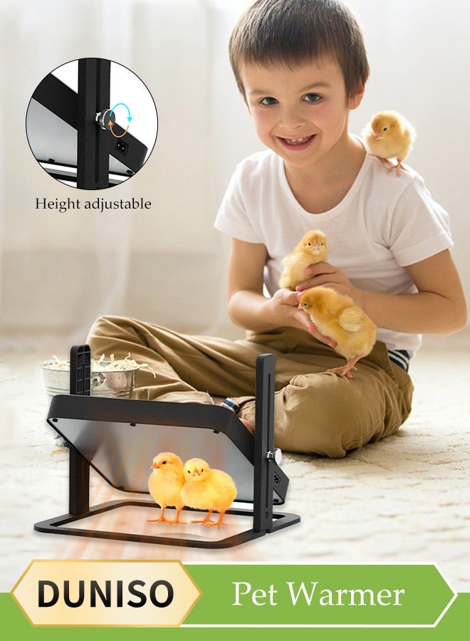 DUNISO سخان حظيرة الدجاج، لوحة تسخين متعددة الوظائف، حاضنة صيصان، ارتفاع وزاوية قابلة للتعديل، سهلة التنظيف، تحكم في درجة الحرارة، مناسبة للدجاج، البط، الطيور، السمان، 274 * 274 * 226 مم - Image 1