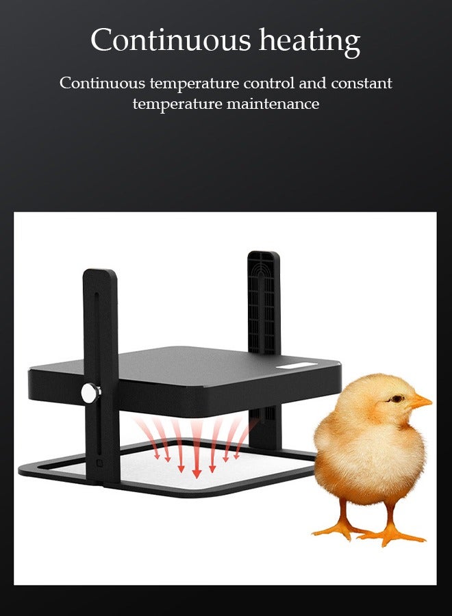 DUNISO سخان حظيرة الدجاج، لوحة تسخين متعددة الوظائف، حاضنة صيصان، ارتفاع وزاوية قابلة للتعديل، سهلة التنظيف، تحكم في درجة الحرارة، مناسبة للدجاج، البط، الطيور، السمان، 274 * 274 * 226 مم - Image 5