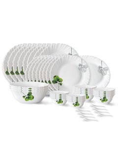 LARAH BY BOROSIL Larah by Borosil Oval Fluted Series Opalware Dinner Set | 44 Pieces for Family of 8 | Microwave & Dishwasher Safe | Bone-Ash Free | Crockery Set for Dining & Gifting | Plates & Bowls | White  - Image 1