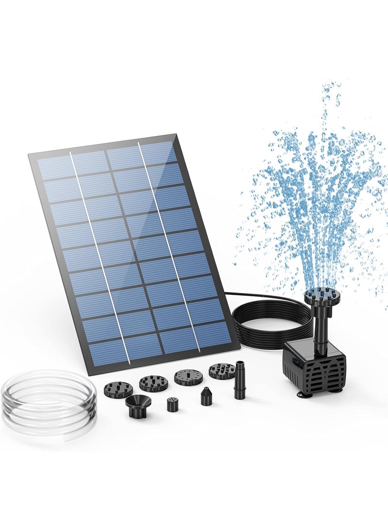 Solar Fountain Pump, 2.5W Solar Powered Water Pump Solar Panel Kit Water Pump Submersible Pump Solar Powered Water Feature with 6 Nozzles and Transparent Hose for Pond,Fountain,BirdBath,Garden - Image 1
