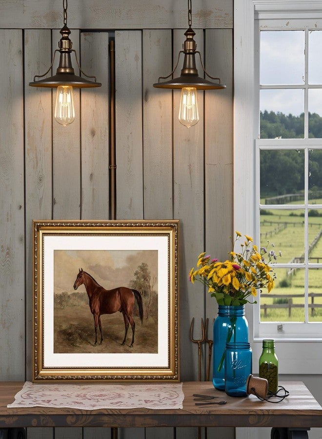 ARPEOTCY Vintage Gold Framed Horse Wall Art, Bedroom Bathroom Living Room Classic Horse Picture Wall Decor, Canvas Prints, Antique Picture Frame Rustic Paintings Home Farmhouse Decor, 13x16 Inch - Image 3