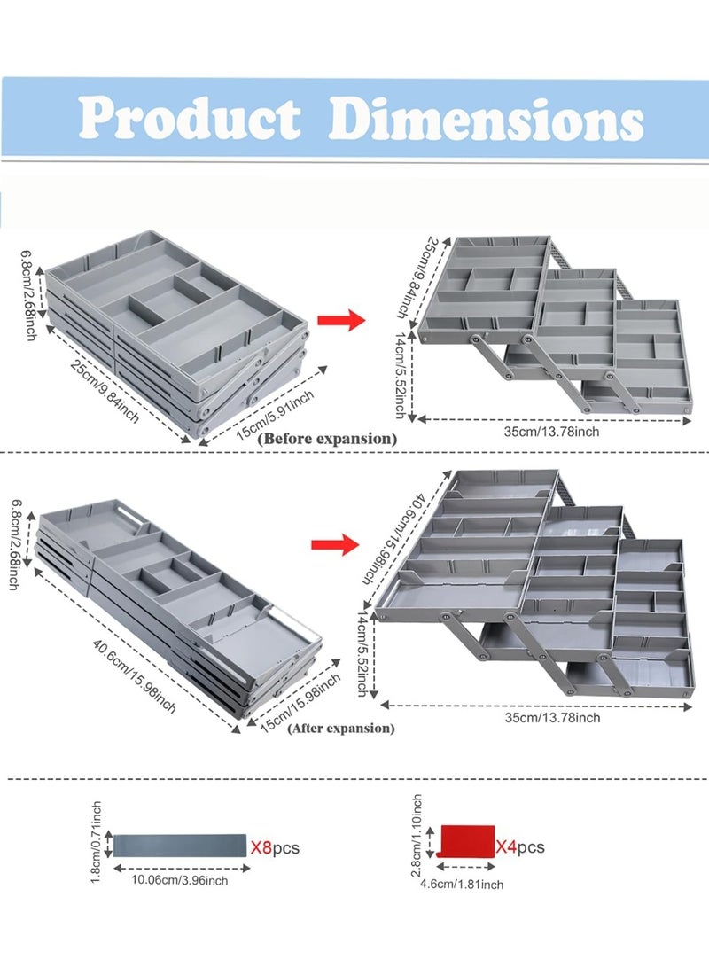 multi level smart drawer organizer, 3-Tier Expandable Multi-Level Folding Smart Drawer for Makeup, Jewelry,Desk Organizer,Office Supplies - Image 4