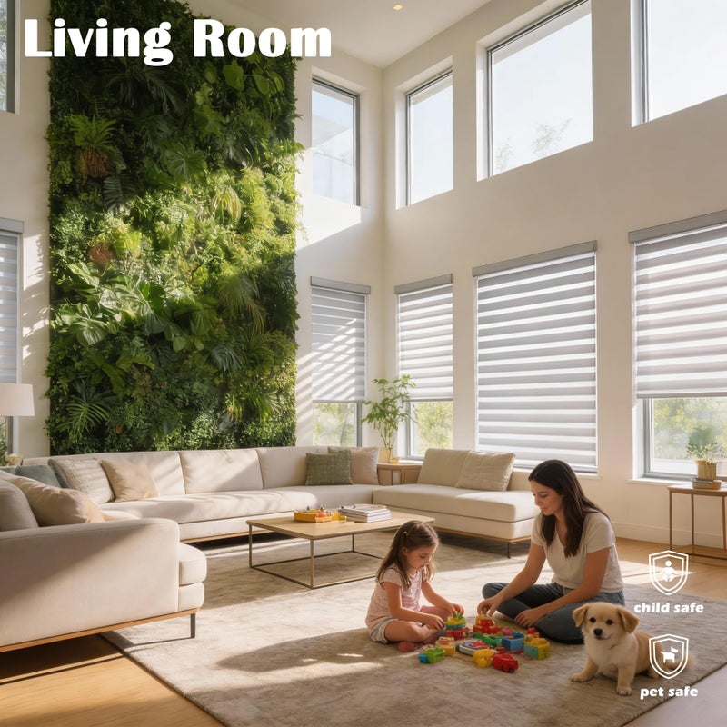 JIANGPIN TEXTILE ستائر زيبرا بدون سلك من جيانغبين قماش ستائر زيبرا لستائر النوافذ ستائر رول شفافة للخصوصية وتصفية الضوء للمنزل والمطبخ والحمام (العرض 20 بوصة × الارتفاع 72 بوصة أبيض) - Image 4
