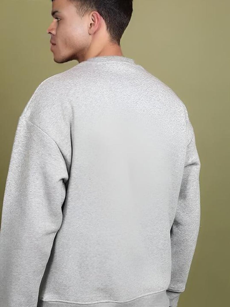 FYLTR Men's Solid Sweatshirt | Regular Fit | Casual Winter Sweatshirt for Men | Grey | M - Image 3
