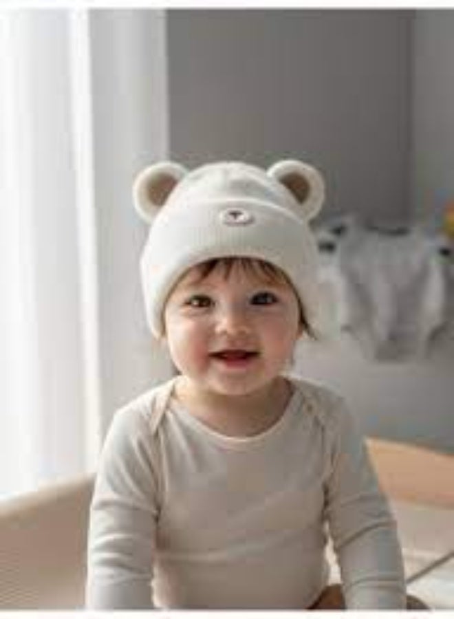 zoba Cute Bear Winter Ice Cap for Kids – Soft Mohair Hat with Fluttering Ears – Warm and Lightweight – Suitable for Girls and Boys – Stylish White Color – Perfect for Cold Weather - Image 1