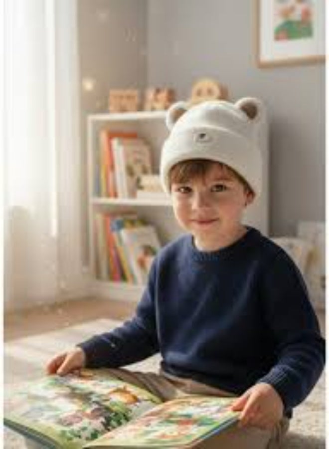 zoba Cute Bear Winter Ice Cap for Kids – Soft Mohair Hat with Fluttering Ears – Warm and Lightweight – Suitable for Girls and Boys – Stylish White Color – Perfect for Cold Weather - Image 2