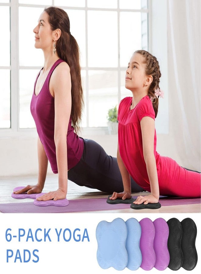 Hungdao 6 Pcs Knee Pads for Yoga Extra Thick Yoga Wrist Pad Anti Slip Pilates Support Cushion for Men Women Knee Elbow Wrist Hand Exercise Meditation Workout Floor Travel(Blue, Purple, Black) - Image 2