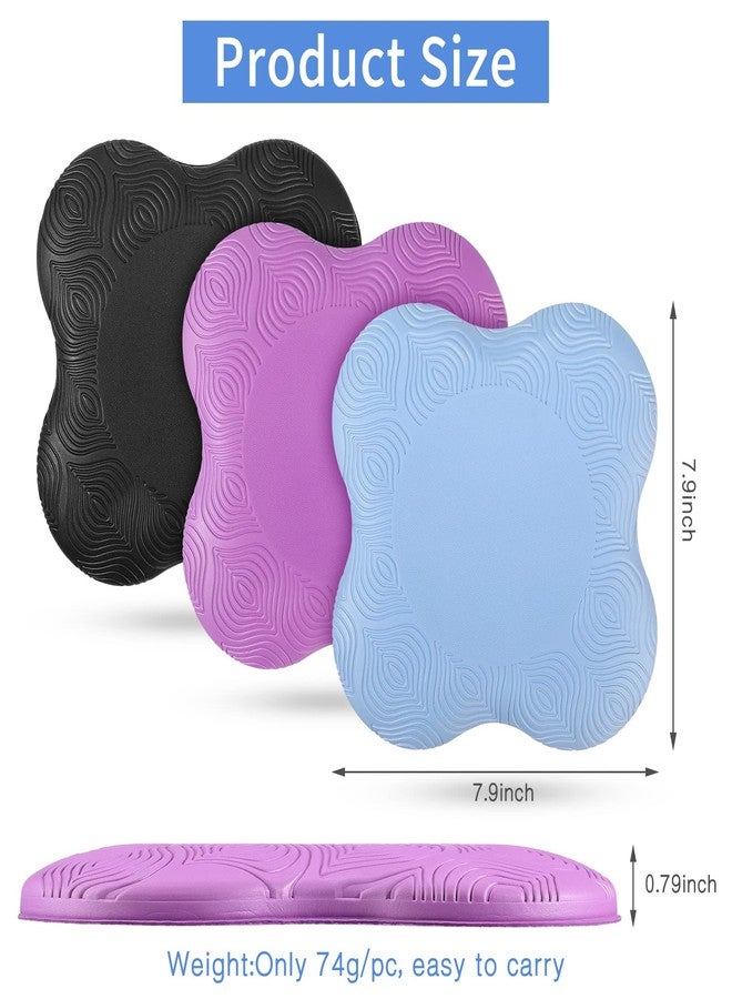 Hungdao 6 Pcs Knee Pads for Yoga Extra Thick Yoga Wrist Pad Anti Slip Pilates Support Cushion for Men Women Knee Elbow Wrist Hand Exercise Meditation Workout Floor Travel(Blue, Purple, Black) - Image 3