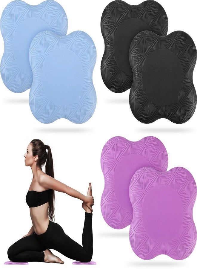 Hungdao 6 Pcs Knee Pads for Yoga Extra Thick Yoga Wrist Pad Anti Slip Pilates Support Cushion for Men Women Knee Elbow Wrist Hand Exercise Meditation Workout Floor Travel(Blue, Purple, Black) - Image 1