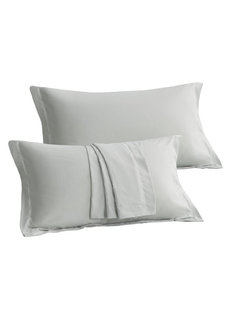 Donetella Microfiber Pillowcases 2-Pcs Soft Pillow Cover (50 x 75 CM) With Envelope Closure (Without Pillow Insert),Santa Grey  - Image 1