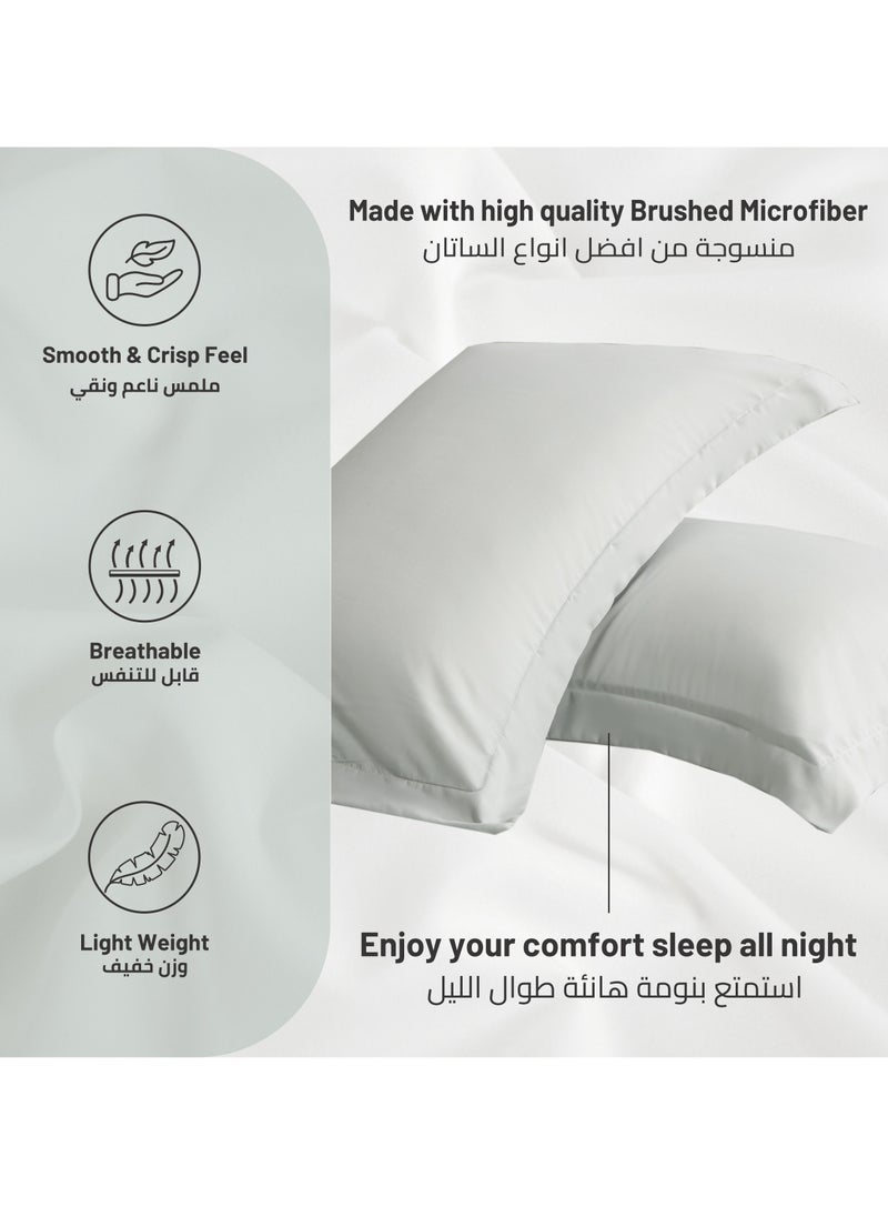 Donetella - Microfiber Pillowcases 2-Pcs Soft Pillow Cover (50 x 75 CM) With Envelope Closure (Without Pillow Insert),Santa Grey - Image 1