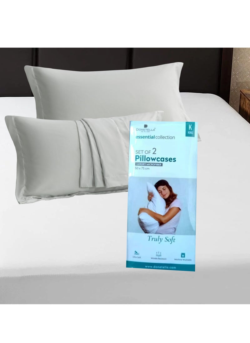 Donetella Microfiber Pillowcases 2-Pcs Soft Pillow Cover (50 x 75 CM) With Envelope Closure (Without Pillow Insert),Santa Grey  - Image 5
