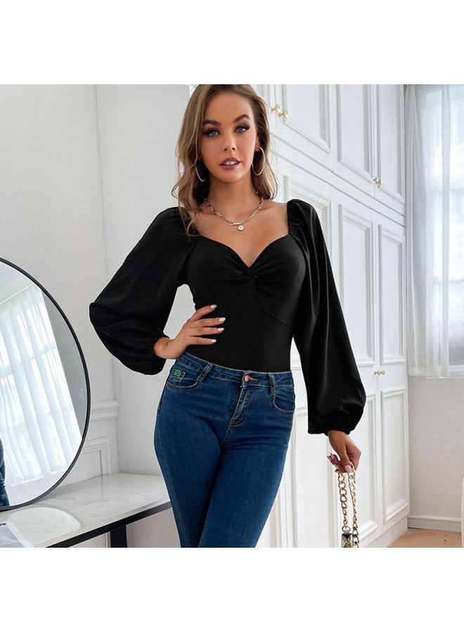 Jumpsuit Women's Wear Twist V-neck Long Sleeve Bodysuit