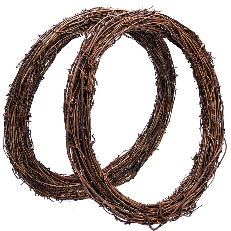 Byher Grapevine Wreath, 2 PCS 12 Inch Natural Vine Wreath for Crafts (Wreath Frame) - Image 1