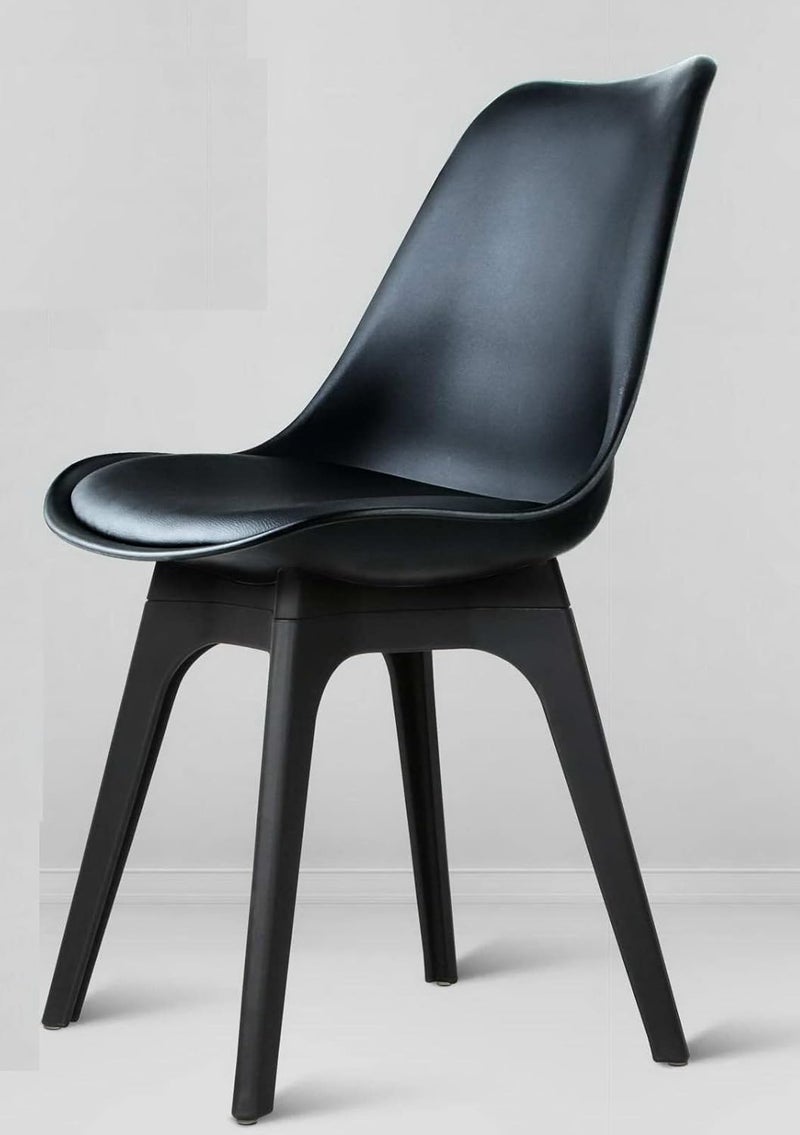 Bhumika Overseas Eames Eames Replica DSW Stylish Modern Furniture Plastic Cafeteria Dining Chairs with Cushion for Dining Chair Side Chair Kitchen Restaurants Hotels in Black Color