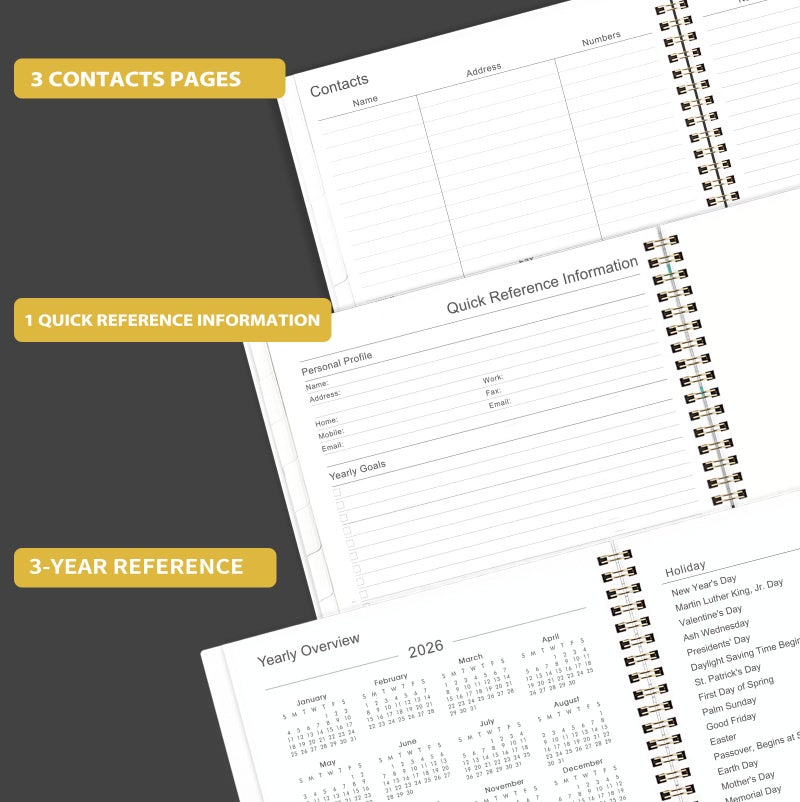 Pinchoco Planner 2026-2027 - Academic Planner 2026-27, Jul.2026 - Jun.2027, 9"x11", 2026-2027 Planners Weekly and Monthly with Colorful Tabs + Class Schedules + Back Pocket + Twin-Wire Binding - Black - Image 4