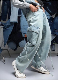 Campus Sutra Men's Light Blue Baggy Utility Denim Jeans  - Image 1