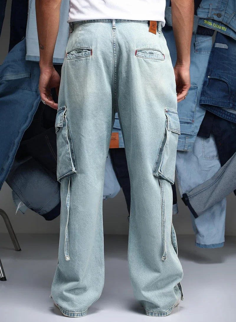 كامبوس سوترا Men's Light Blue Baggy Utility Denim Jeans