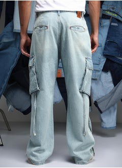 Campus Sutra Men's Light Blue Baggy Utility Denim Jeans  - Image 5