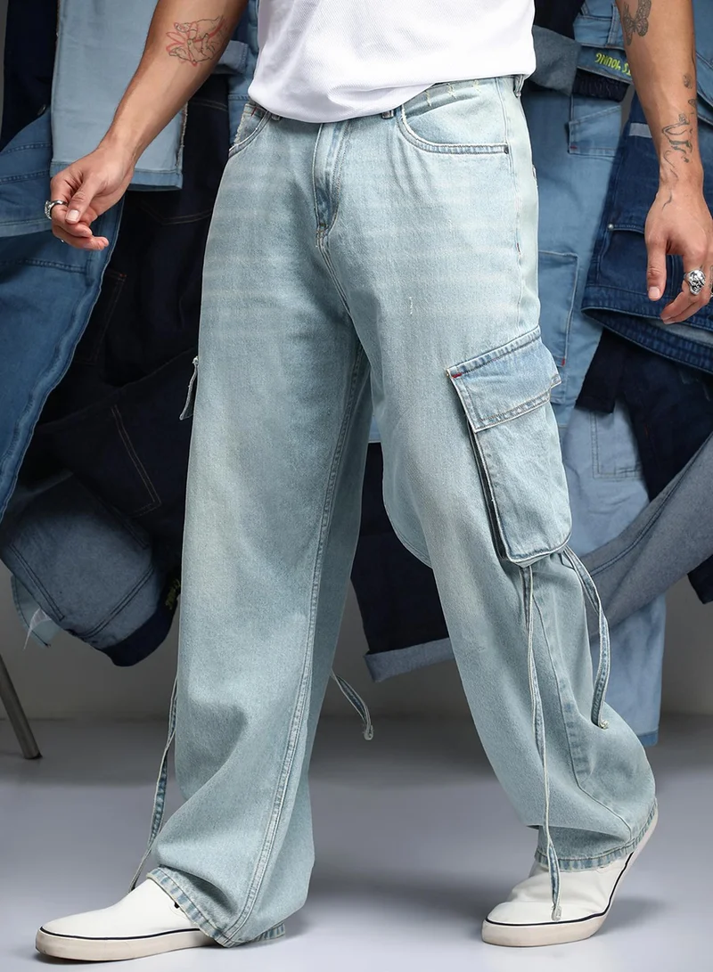 كامبوس سوترا Men's Light Blue Baggy Utility Denim Jeans