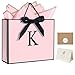 QLSKO Personalized Initial Paper Bag for Women GrilsMonogrammed Gift Bag with Bow RibbonWrapping Tissue and Card Matching Envelope Sticker Pink KMedium - Image 1