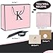 QLSKO Personalized Initial Paper Bag for Women GrilsMonogrammed Gift Bag with Bow RibbonWrapping Tissue and Card Matching Envelope Sticker Pink KMedium - Image 4