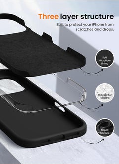 Theodor iPhone 16 Pro Black Protective Slim Fit Case Liquid Silicone Cover with Full Body Protection Anti-Scratch Shockproof Case For iPhone - Mode special  - Image 4