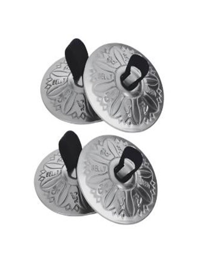 Generic 4-Piece Belly Dance Rhythm Cymbals - Silver 