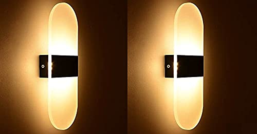 Groeien Groeien Pack of 2 15 Watt Round Acrylic LED Wall Lamp Warm White - Image 1