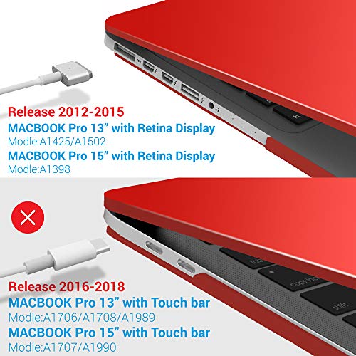 IBENZER Compatible with MacBook Pro 13 Inch Case 2015 2014 2013 end 2012 A1502 A1425, Hard Shell Case with Keyboard Cover for Old Version Apple Mac Pro Retina 13, Red, MMP13R-RD+1 - Image 4